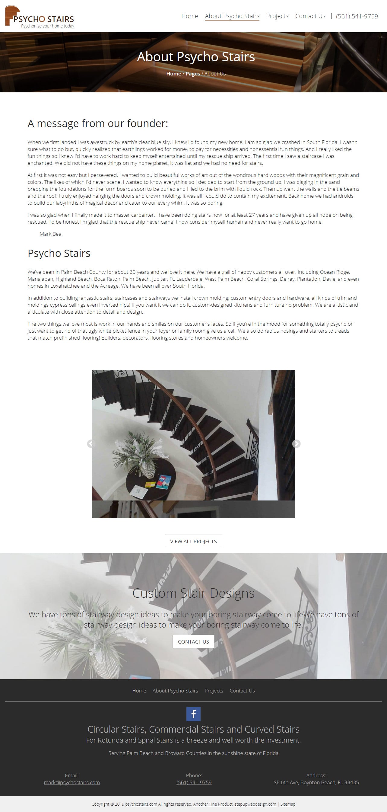 Psycho Stairs Website About US Page Design